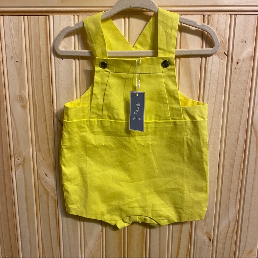 Jacadi Yellow Shortall Romper Boys size 6 Months NWT